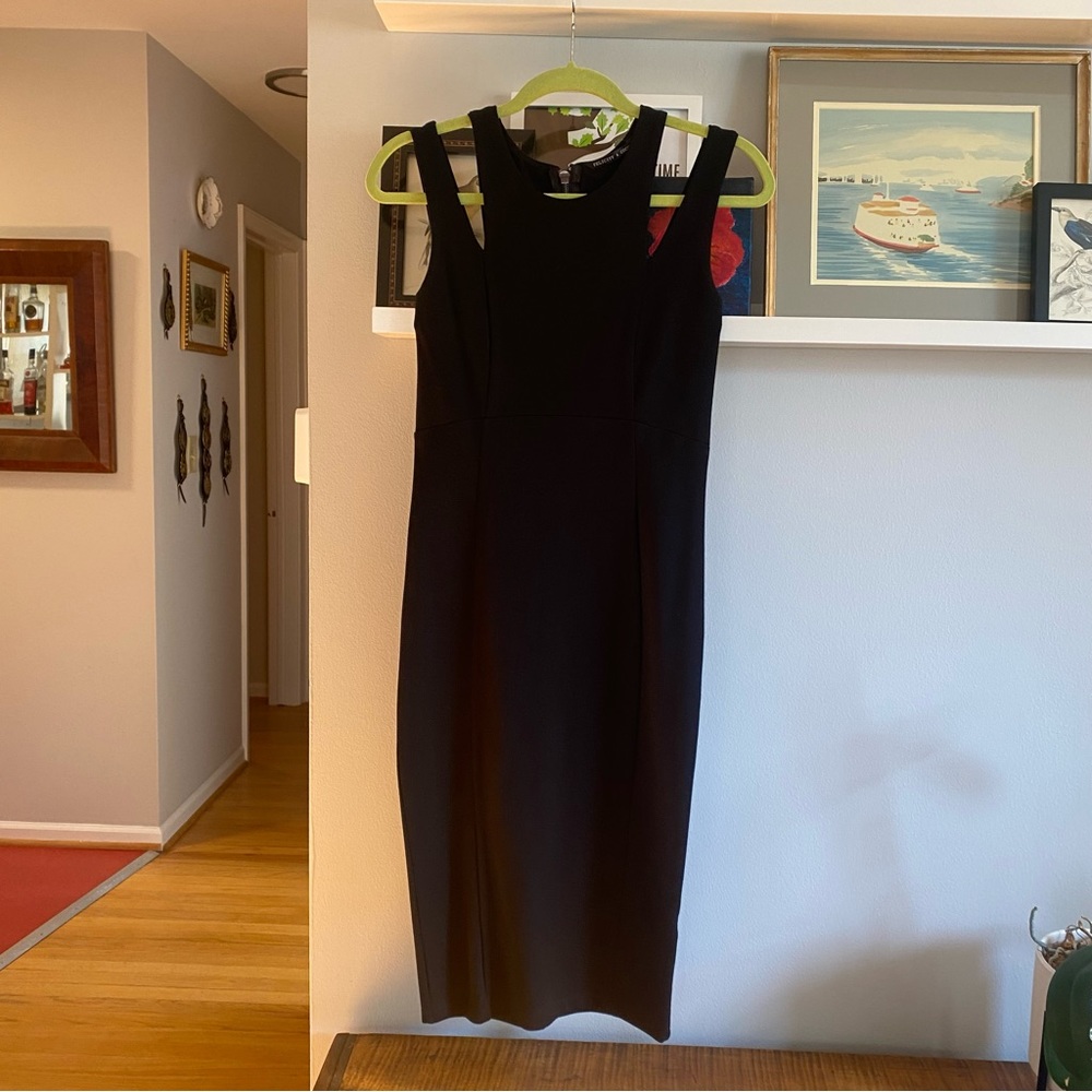 Sexy black zipper dress with shoulder cutouts size S